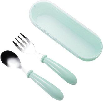 OEM Juego De Cubiertos Infantiles - Juego De 3 Piezas - Tenedor, Cuchara, Caja De Almacenamiento - Acero Inoxidable - Mango De Silicona