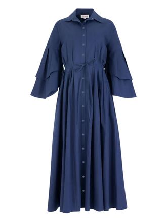 Rosie Assoulin Fiesta ruffled shirt midi dress - women - Cotton - 16 - Blue
