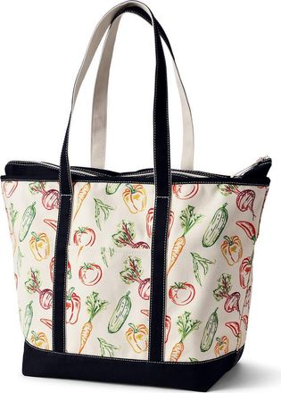 Lands End Medium Print 5 Pocket Open Top Canvas Tote Bag in Vegetable Multi/natural at Nordstrom, Size X-Large