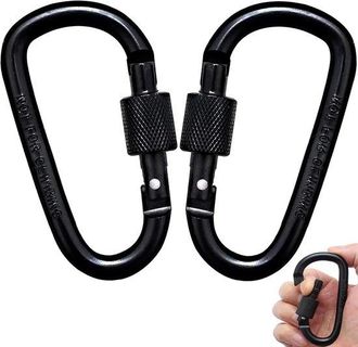 OEM Juego De 5 Mosquetones De Rosca Fabricados En Aleaci&oacute;n De Aluminio Negro, Ideales Para Colgar Objetos Peque&ntilde;os, Llaves, Para Pesca
