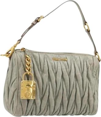 Miu Miu Pre-owned Accessory Pouch - Dames - Vintage Handtas - Grijs - ONE Size - Leer - Vintage