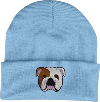 Bang Tidy Clothing English Bulldog Beanie Hat - Dog Lovers Gifts for Women - Winter Hats for Women - Knitted Wooly Ladies Hats - Dog Walking Accessories - Embroidered Gi