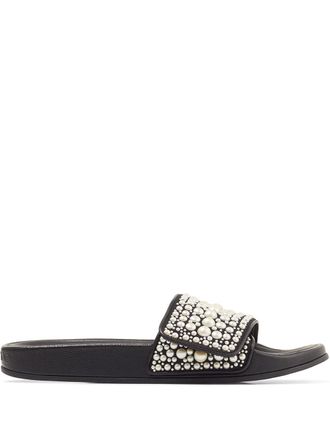 Jimmy Choo London Fitz embellished slides - women - Leather - 35 - Black