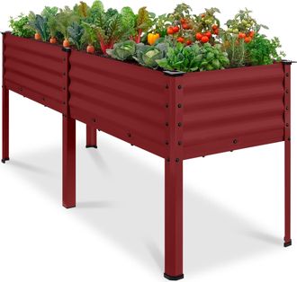 Best Choice Products 72x24x30in Non Toxic Elevated Galvanized Metal Garden Bed Corner Protectors