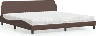 vidaXL Vidaxl - Cama Con Colch&oacute;n Cuero Sint&eacute;tico Marr&oacute;n 200x200 Cm