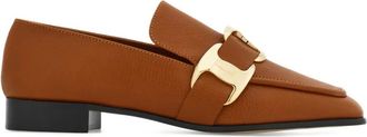 Ferragamo Vara leather loafers - women - Goat Skin/Calf Leather/Rubber/Calf Leather - 10.5C - Brown
