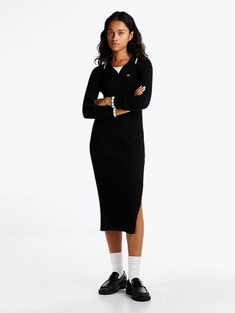 Tommy Hilfiger Ribbed Slim Midi Polo Dress