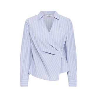b.young Hene Overhemd met overslag - Dames - Blouses & Shirts - Blauw - Maat: XS Katoen