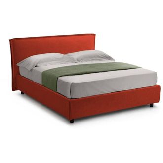 Dmora Letto Matrimoniale Bruzolo, Materasso Incluso, Sfoderabile Made in Italy, Arancione