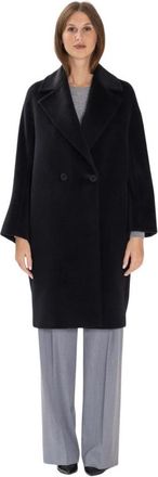 Max Mara Tokio Double-Breasted Coat - Dames - Mantel - Zwart - S - Wol - Jassen