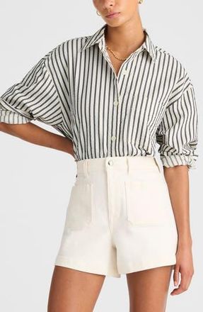 Madewell Straight-Hem Shirt in Seersucker in Grey Variegated Stripe at Nordstrom Rack, Size X-Large