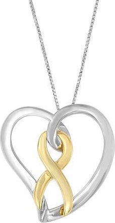 House of Brilliance 14K Gold and Silver Heart Bow Pendant Necklace in Yellow at Nordstrom