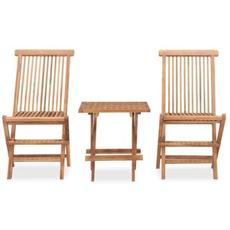 Berkfield Home 3 Piece Folding Outdoor Dining Set Solid Teak Wood in Brown