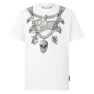 Philipp Plein T-shirt Ronde Hals Korte Mouw - Heren - T-shirts - Wit - 5XL - Katoen - Tops
