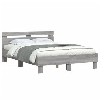 Berkfield Home Durable Bed Frame with LED Frame Grey Sonoma 120x190 cm Small Double