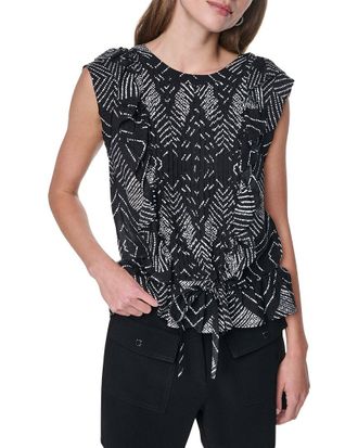 DKNY Printed Flange Sleeve Top
