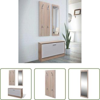 vidaXL vidaXL Appendiabiti in legno - Scarpiera in Legno Set 3 in 1 Rovere e Bianco