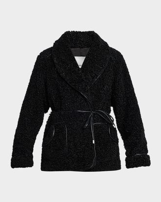 SIMKHAI Kimia Tie Waist Sherpa Jacket