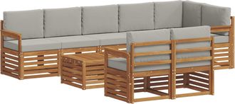 vidaXL Conjunto De Sof&aacute;s De Exterior 9 Uds. Gris Natural Y Claro Vidaxl