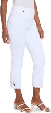 Lyssé Yori Eyelet Hem Crop Straight Leg Jeans in White at Nordstrom, Size X-Small