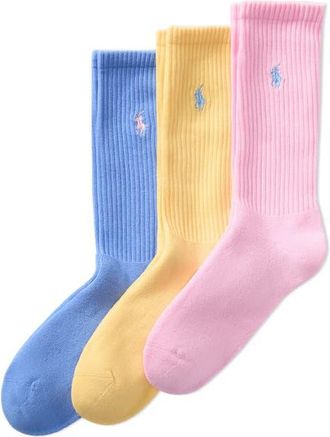 Polo Ralph Lauren 3-Pack Crew Socks in Pink at Nordstrom, Size 10-13