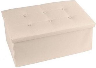 Trade Shop Trade Shop - Contenedor Tapizado Pouff Beige 76x38x35cm