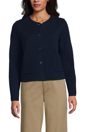 Lands End Fine Gauge Cotton Milano Blazer Sweater in Radiant Navy at Nordstrom, Size X-Large Short