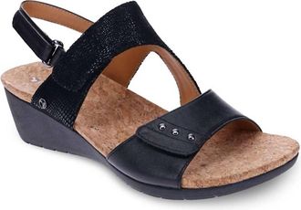 Revere Comfort Shoes Womens Grenada Back Strap Wedge Sandal In Black