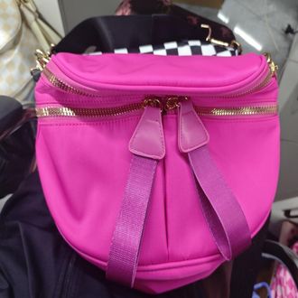 Generic Shoulder Bag Adjustable Bum Bag Double Zipper Tote Bag for Women (Rose Red)