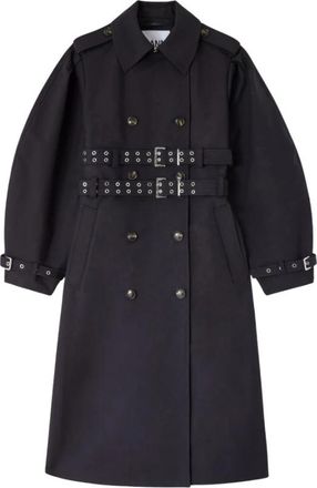 Ganni Trenchcoat van Dubbel Katoen - Dames - Trenchcoats - Zwart - M - Katoen - Jassen