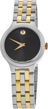 Movado Veturi Black Dial Two-Tone Stainless Steel Womens Watch 0608045