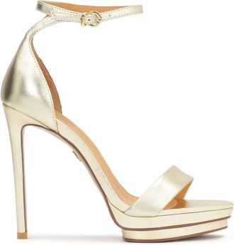Kazar Gouden platform sandalen - Dames - Sandalen met hakken - Geel - 36 EU - Leer - Schoenen