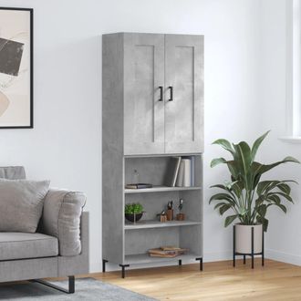 vidaXL Vidaxl - Aparador Alto Madera Contrachapada Gris Hormig&oacute;n 69,5x34x180 Cm