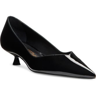 Stuart Weitzman Eva Kitten Heel Pointed Toe Pump in Black at Nordstrom Rack, Size 8.5