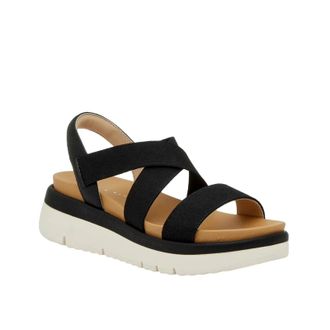 Kelly & Katie Pem Sandals Womens Black Round Toe Platform Wedge Heel GAL2069