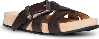 Balenciaga Mens Belt Mules Black Calf Leather Calfskin Sandal