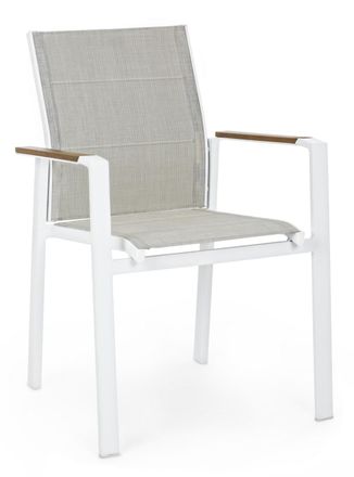 BIZZOTTO Silla con brazos en aluminio y textilene acolchado blanco