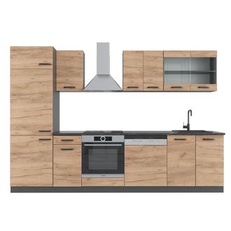 Vicco Mueble De Cocina R-line, Oro Power Roble/antracita, 300 Cm, Et Antracita