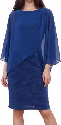 Joseph Ribkoff Chiffon Overlay Textured Sheath Dress In Royal Sapphire