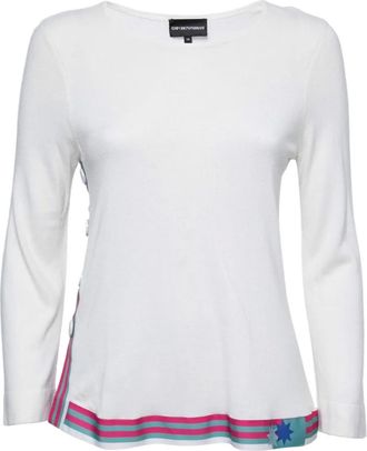 Emporio Armani side-button stripe-detail top - White