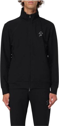 Paul & Shark Hoodies & sweatvesten, Heren, Zwart, L, Katoen, Zwarte Zip-Up Trainingspak Jas Hoge Hals