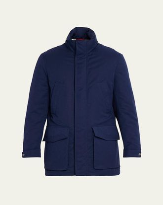 Brunello Cucinelli Mens Water-Resistant Flap-Pocket Field Jacket