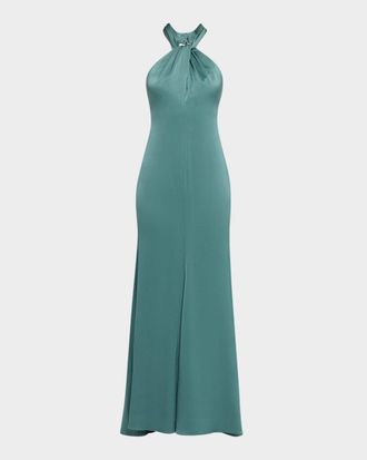 Emanuel Ungaro Wilde Twist-Front Halter Maxi Dress