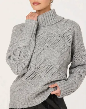 Astr Janeth Sweater In Gray