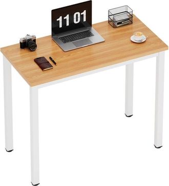 Soges Scrivania per computer piccola 80 x 40 cm, scrivania per PC, scrivania per ufficio, scrivania angolare per ufficio domestico,bianco teak