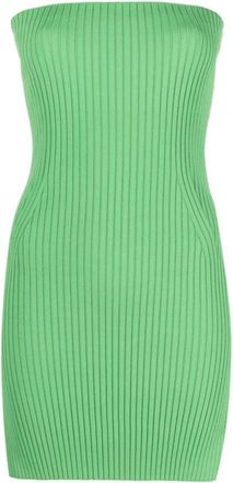 Nanushka Brynn Ribbed-Knit Strapless Top - Dames - Kleedjes - Groen - M - Polyester - Kleedjes