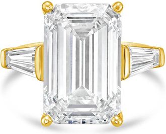 Diana M. Jewels 148kt Yellow Gold 6.00 ct tw Emerald Cut with two Long Baguettes on the side Engagement Ring (Single Claw)