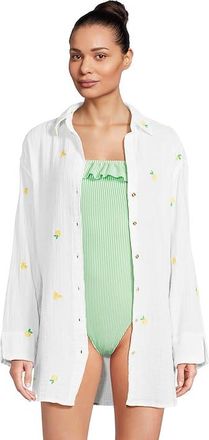 Lilly Pulitzer Kwitney Long-Sleeve Cover Womens Swimwear Honeycomb Lemon Bee Half Drop : XXS, Cotton