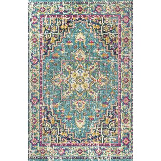 Jonathan Y Designs Brooklyn Geometric Medallion Area Rug in Blue/multi at Nordstrom, Size 2Ft 0In X 8Ft 0In