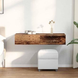 Berkfield Home Wall Shelf with Drawers Old Wood 100x36x19 cm Engineered Wood in Brown | Size: 100 x 36 x 19 cm